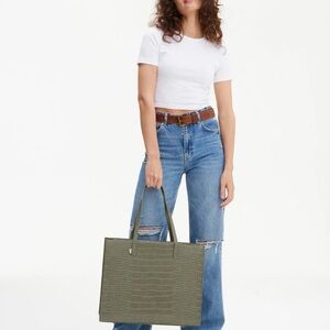 Beis Olive Green Croc Large Work Tote